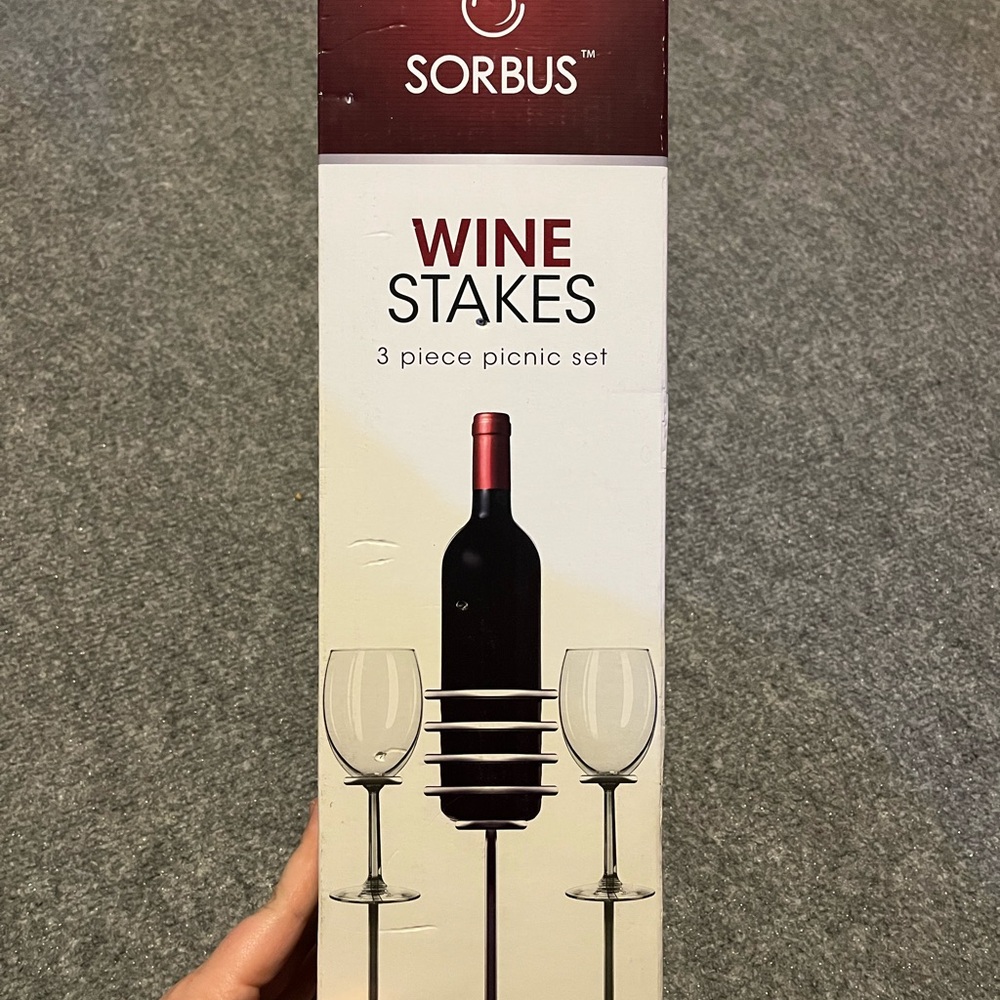 Wine Stakes 3-Piece Picnic Set - Black